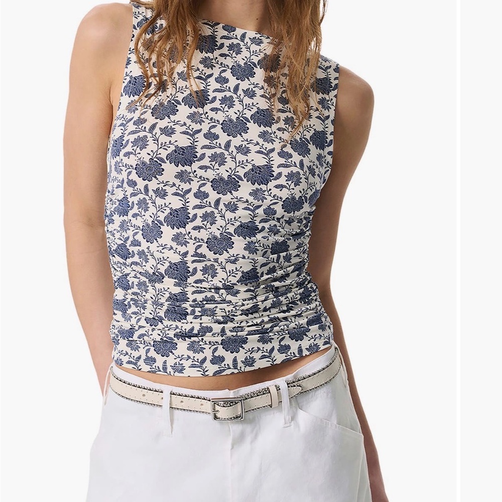 Rag & Bone Luca tank in Blue and White floral print